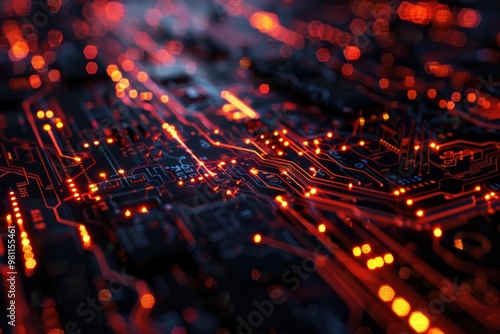 A detailed shot of electronic components and wires on a circuit board