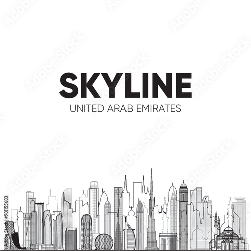 United Arab Emirates skyline detailed silhouette. Vector illustration