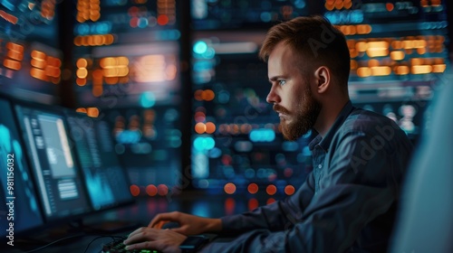 A person working on their laptop at home