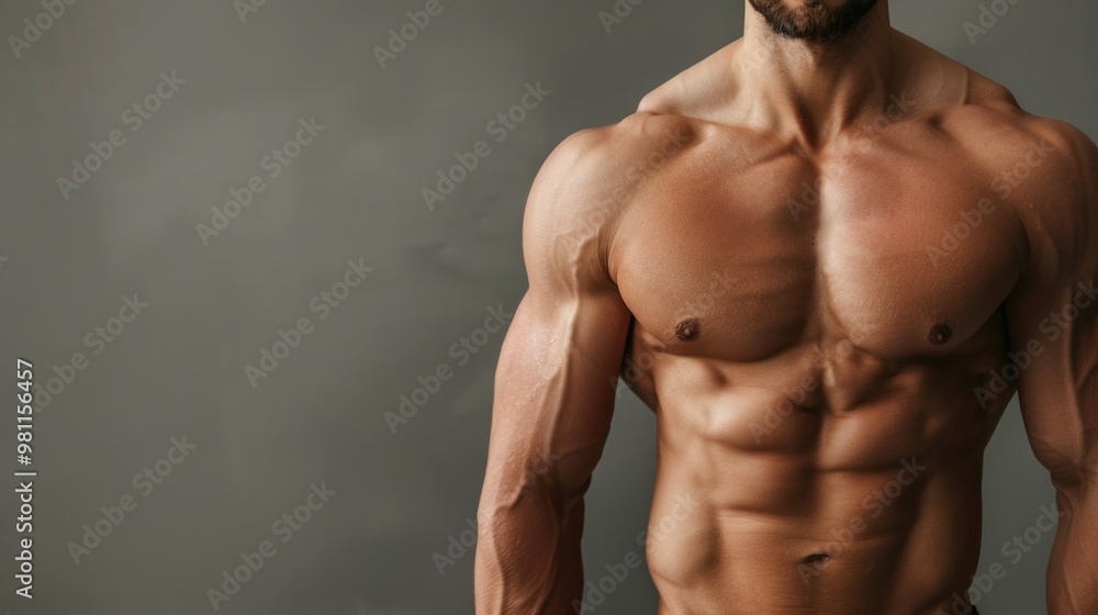 Fototapeta premium A person poses for the camera without wearing a shirt, great for use in editorial or advertising projects