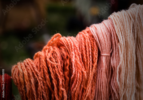 Dyed Wool On A Line Drying At The Battle Of Evesham Medieval Battle Re-Enactment photo