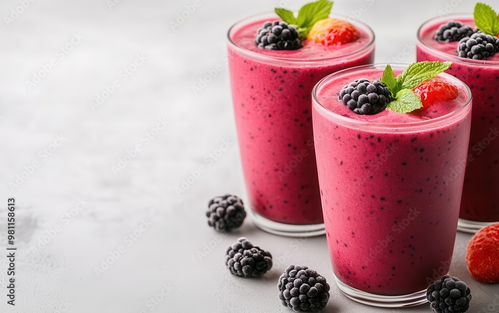 Blended berry smoothie, vibrant fruit mix, 3D illustration Blended berry smoothie, vibrant fruit mix, 3D illustration