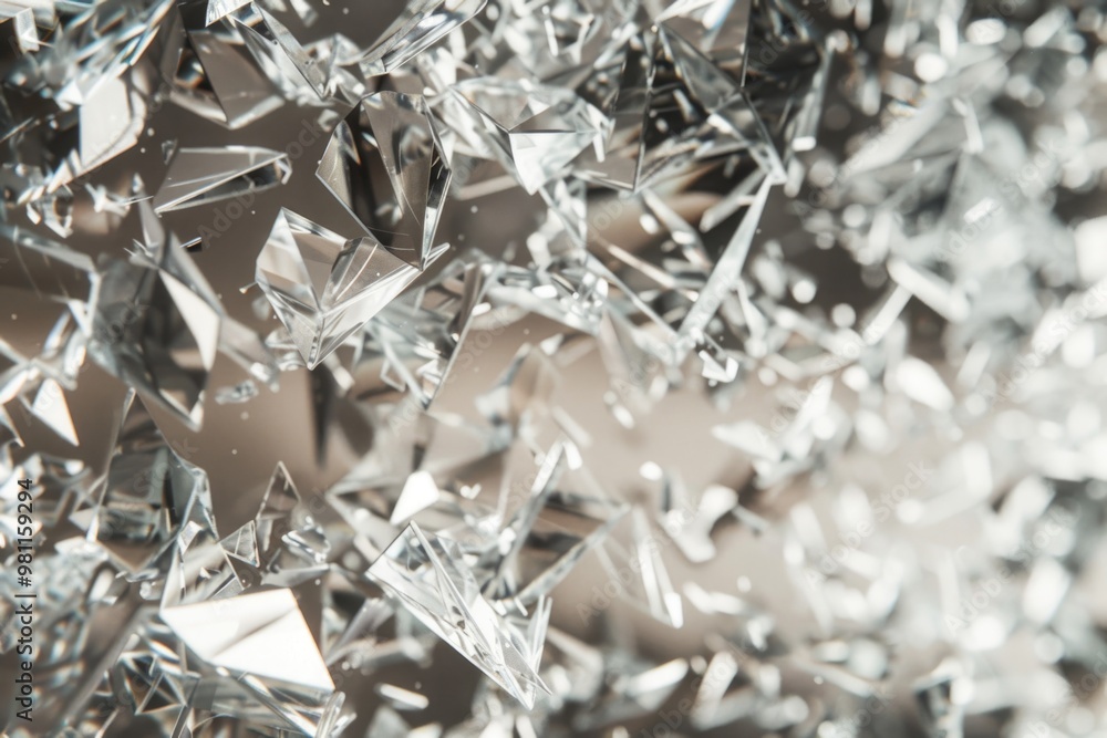 A close-up view of a collection of broken glass shards A close-up view of a collection of broken glass shards