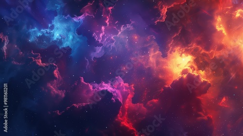 Abstract cosmic background featuring a colorful nebula and stars