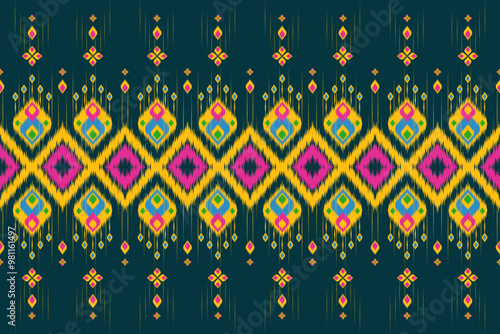 Ikat Pattern Ethnic Geometric native tribal boho motif aztec textile fabric carpet mandalas African American background backdrop illustrations tile paper flower texture fabric ceramic wallpap photo