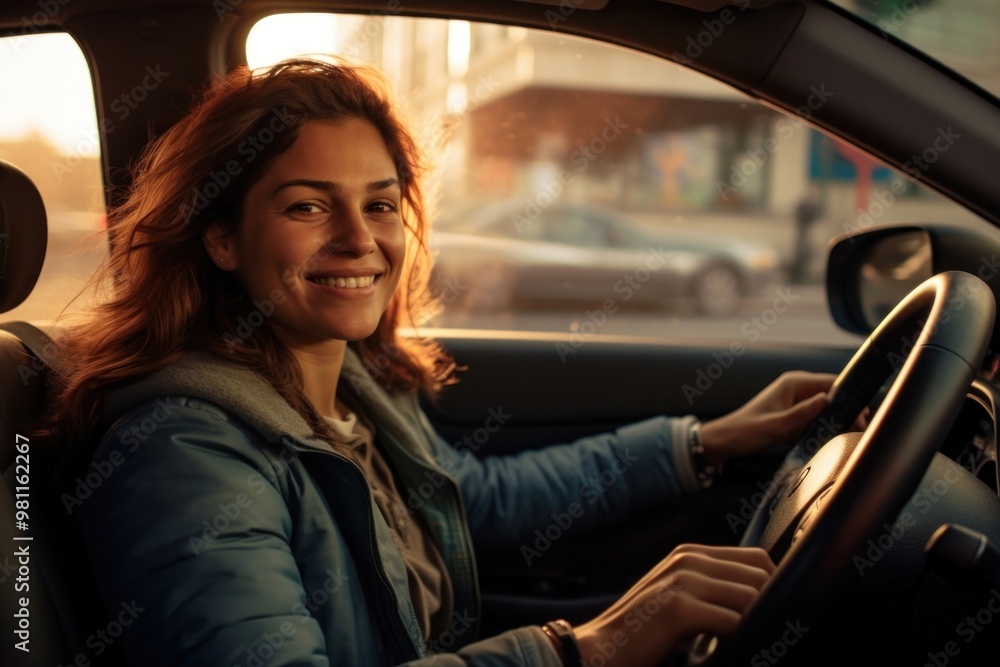 Latina perivien woman driving car vehicle. Latina perivien woman driving car vehicle.