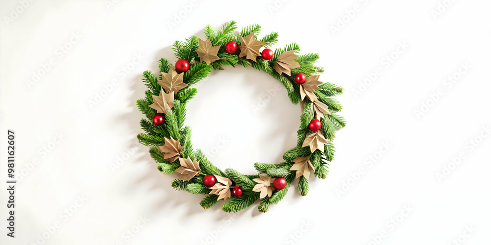 Seamless Flat Recycled Paper Christmas Wreath Pattern: Eco-Friendly Minimalist Design for Sustainable Holiday Decor Seamless Flat Recycled Paper Christmas Wreath Pattern: Eco-Friendly Minimalist Design for Sustainable Holiday Decor