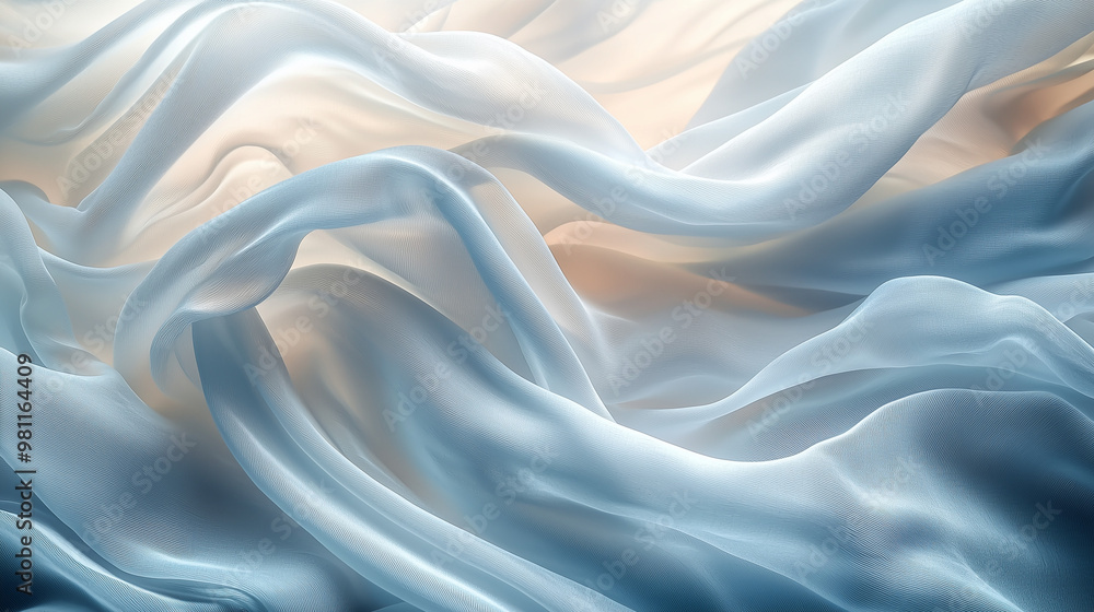 A soft, cinematic capture of abstract silk fabric gently flowing in the wind, with smooth, rich textures and elegant movement.