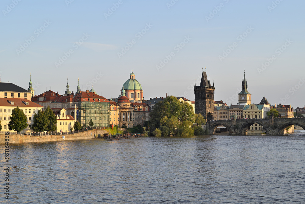 Iconic Charles Bridge over Vltava river and Prague Old town cityscape at sunset, in Prague, Czech Republic Iconic Charles Bridge over Vltava river and Prague Old town cityscape at sunset, in Prague, Czech Republic