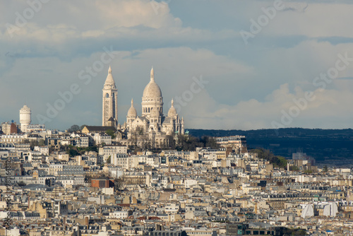 Sacred Heart of Montmartre located on the top of Montmartre hill in Paris, France