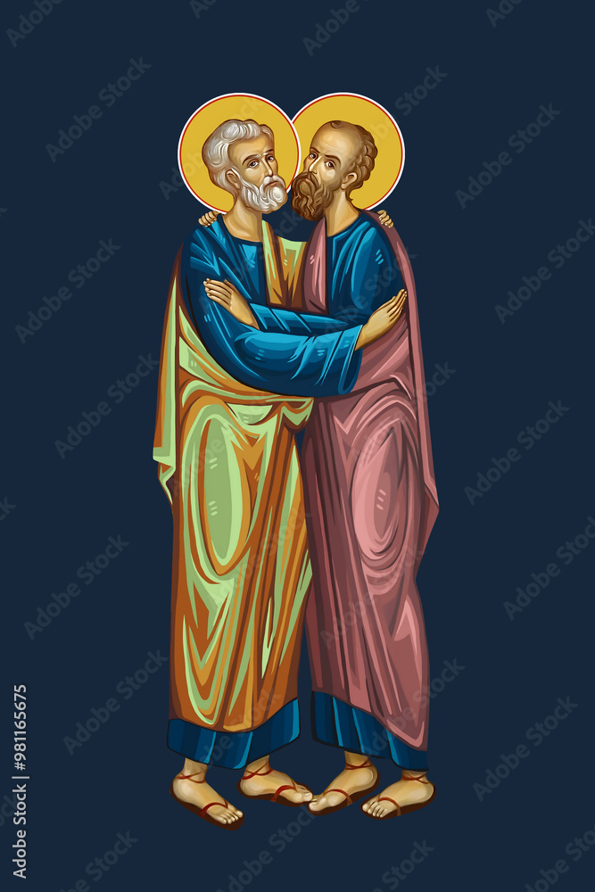 Saints Peter and Paul Apostles. Illustration in Byzantine style Saints Peter and Paul Apostles. Illustration in Byzantine style