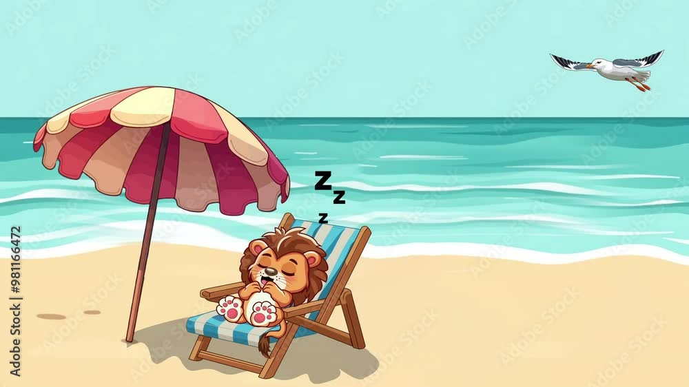 A lion sleeping on the beach A lion sleeping on the beach