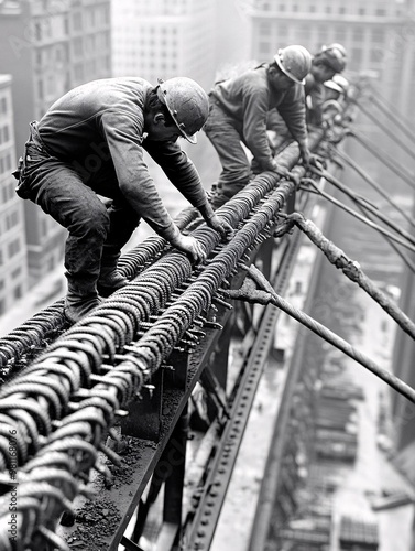 Construction Workers on a Bridge.