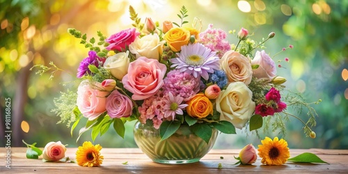 A dainty bouquet unfurls in a dreamlike atmosphere, its petals shimmering like moonlit cirrus clouds, enveloping all in an aura of serenity.