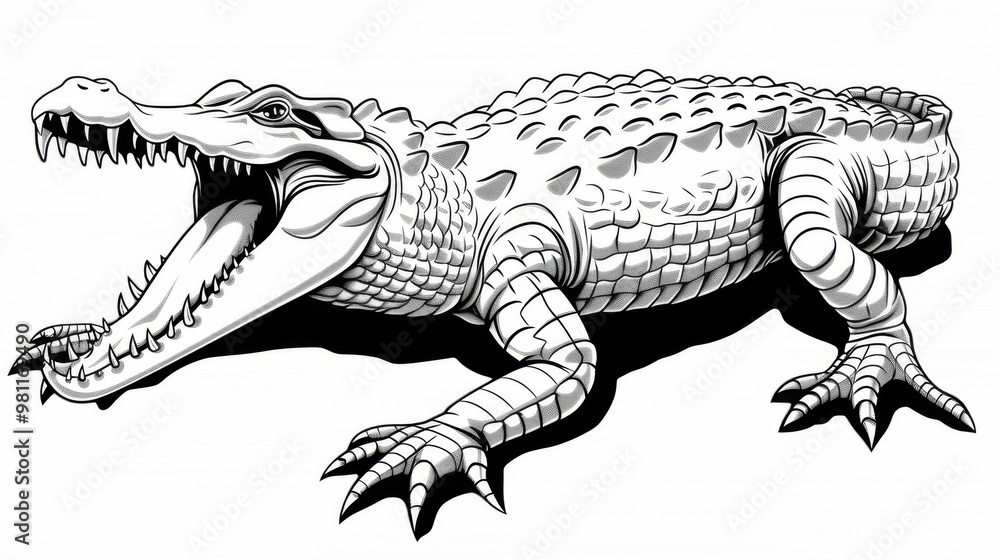 Fototapeta premium crockodile black and white