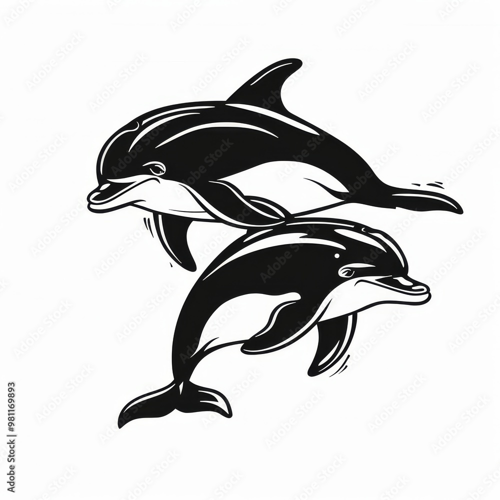 Obraz premium dolphin black and white 