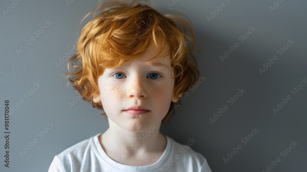 Naklejka premium Cute boy on a gray background