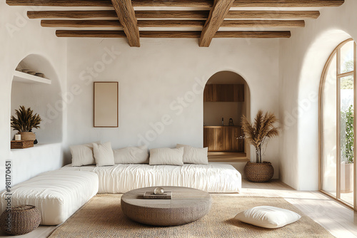 Mediterranean cottage embodies coziness, fusing architectural elegance with simple living. Generative ai.