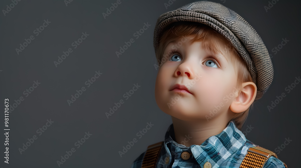 Cute boy on a gray background Cute boy on a gray background