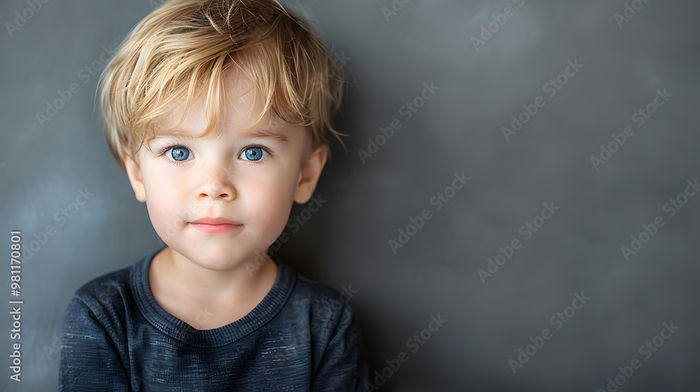 Naklejka premium Cute boy on a gray background