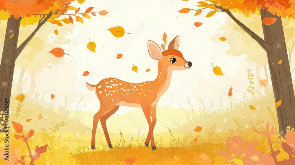 Autumn outdoor nature scenery in illustration style. Autumn outdoor nature scenery in illustration style.