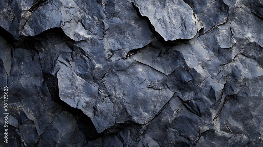 A close-up view of textured dark rock surface with jagged edges and varying shades. A close-up view of textured dark rock surface with jagged edges and varying shades.