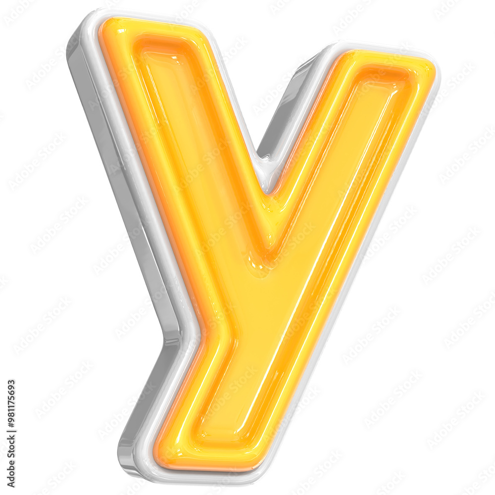 White With Yellow Font y 3D Render White With Yellow Font y 3D Render