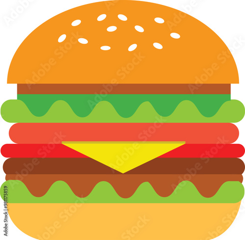 A classic burger white background