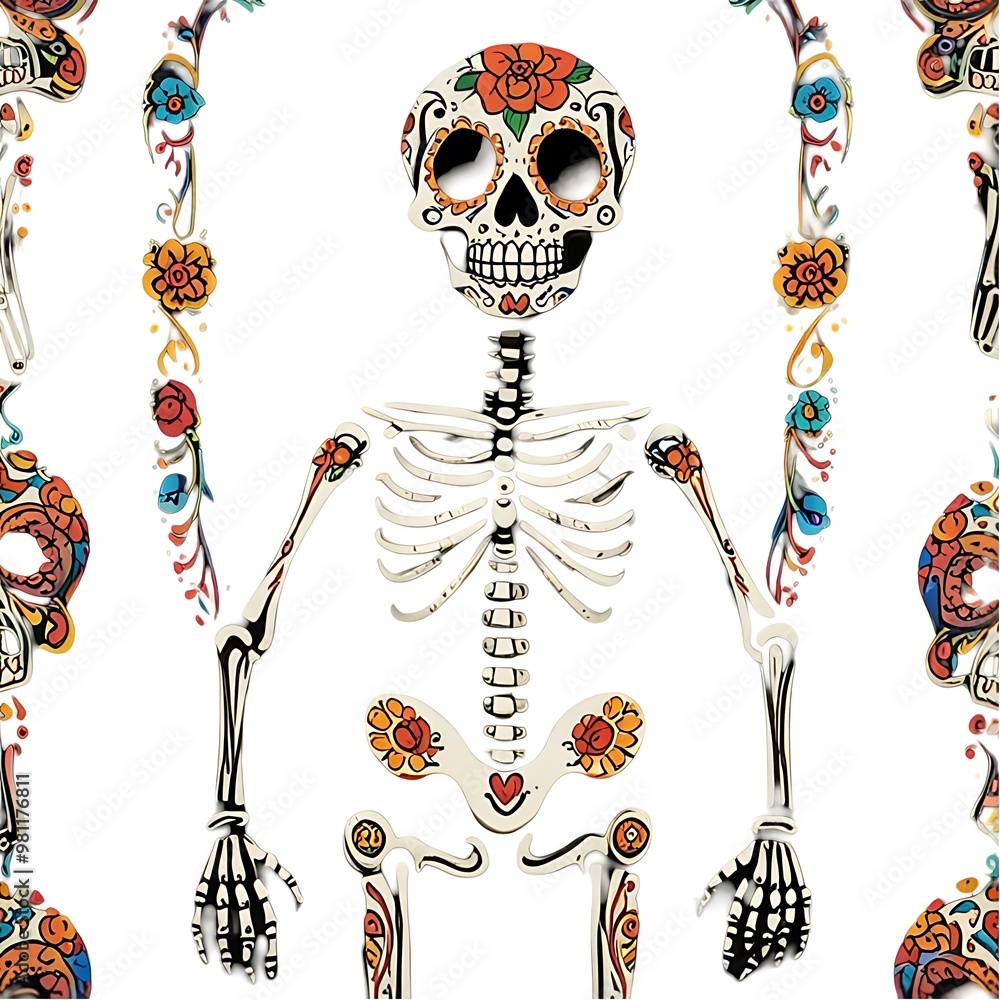 esqueleto, día de muertos, para colorear, dibujo, calavera, tradición