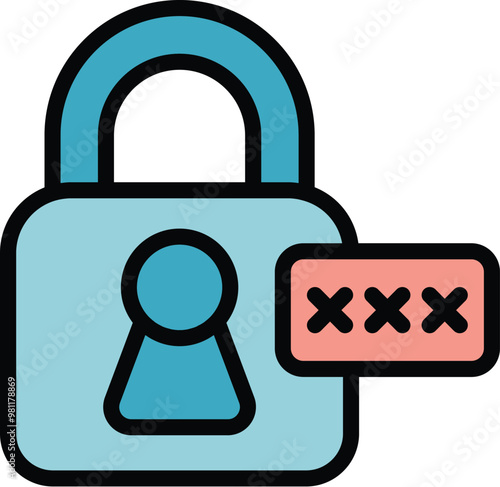 Blue padlock is locked, and a speech bubble next to it shows three red crosses, indicating a failed password attempt