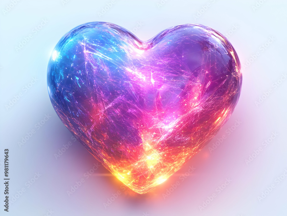 Flat Pulsing Holographic Heart with White Energy Streams | Close-Up Concept for Emotional Wellbeing & Health, Isolated on White Background Flat Pulsing Holographic Heart with White Energy Streams | Close-Up Concept for Emotional Wellbeing & Health, Isolated on White Background