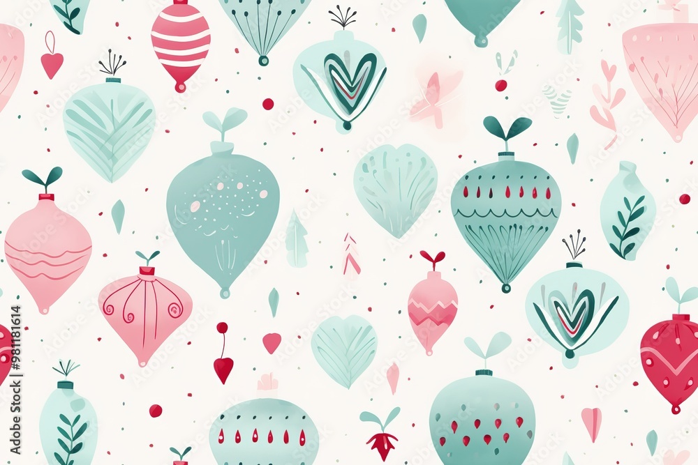 Christmas Seamless Pattern. Coniferous branches, cones, red artificial berries, thuja branches. Pattern for wrapping paper, greeting cards, invitations, fabric, prints. Christmas Seamless Pattern. Coniferous branches, cones, red artificial berries, thuja branches. Pattern for wrapping paper, greeting cards, invitations, fabric, prints.