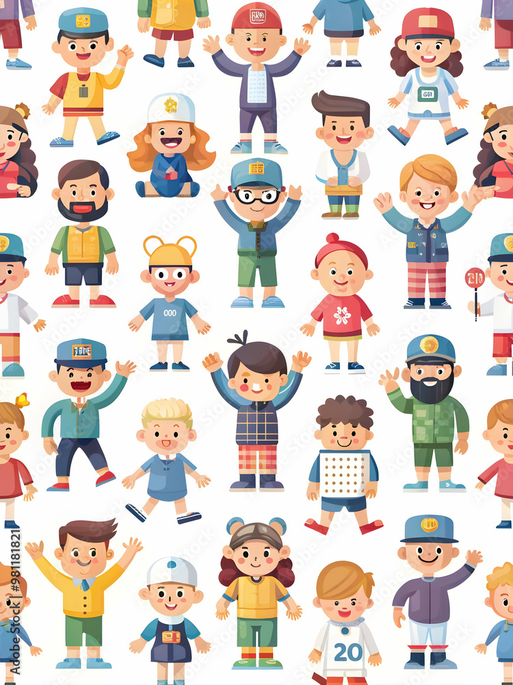 Engaging Flat Cartoon Calendar Characters for 2025: Seamless Background Design with Fun Illustrated Month Representations in Professional Vector Style Engaging Flat Cartoon Calendar Characters for 2025: Seamless Background Design with Fun Illustrated Month Representations in Professional Vector Style