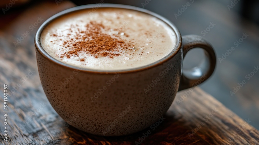 A cup of coffee with cinnamon on top A cup of coffee with cinnamon on top