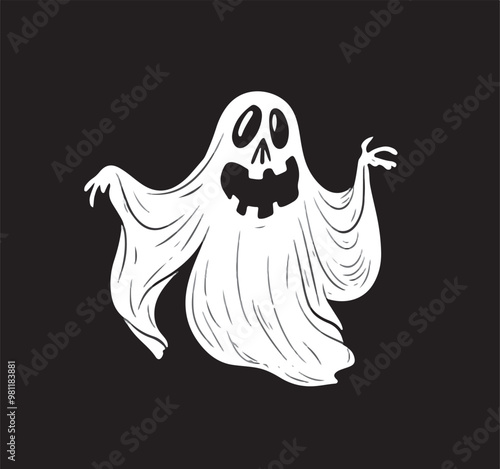 Hand-drawn Ghost Illustration Halloween Themed Vector