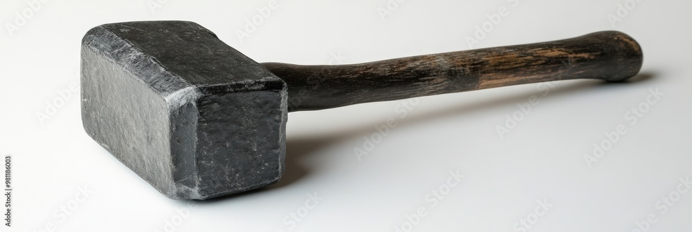 Sledgehammer: Used Black Metal Hammer Tool Isolated on White Background Sledgehammer: Used Black Metal Hammer Tool Isolated on White Background