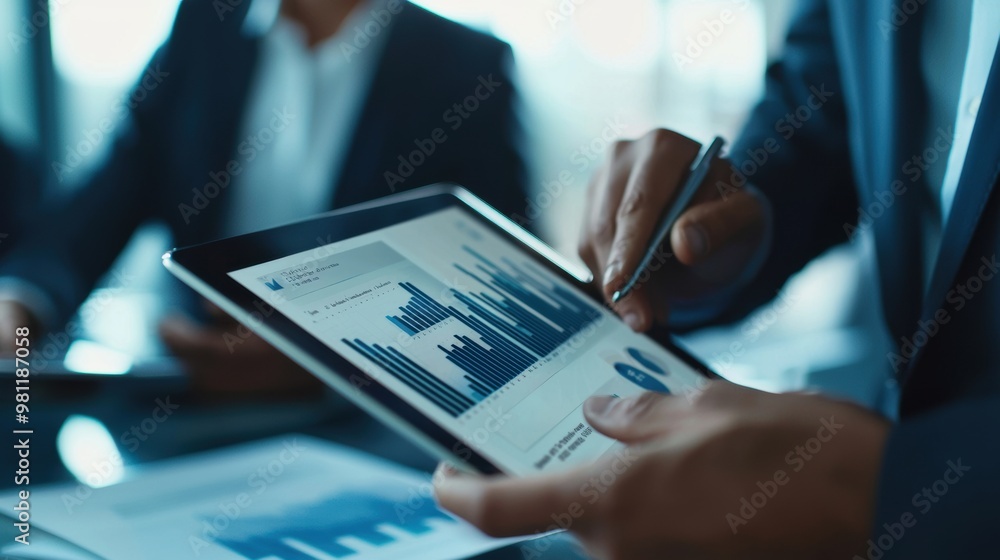 Corporate Finance Analyst Using Tablet for Data Analysis and Presentation Corporate Finance Analyst Using Tablet for Data Analysis and Presentation
