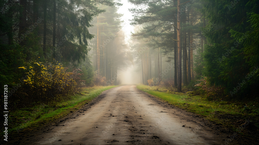 Obraz premium Foggy Forest Trail