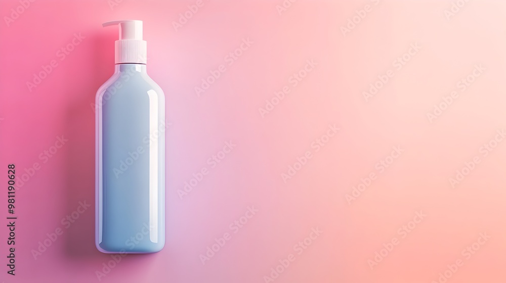Minimalist Cosmetic Product Bottle on Pastel Pink Background Minimalist Cosmetic Product Bottle on Pastel Pink Background