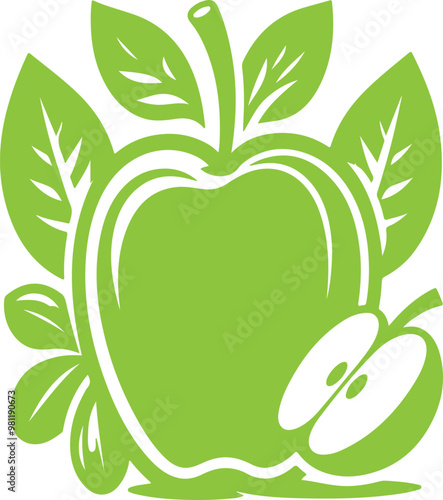 Apple Icon silohutte vector with white background,generative ai photo