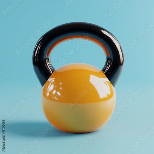 3D Kettlebell Icon: Equipment for Functional Fitness Illustration Logo