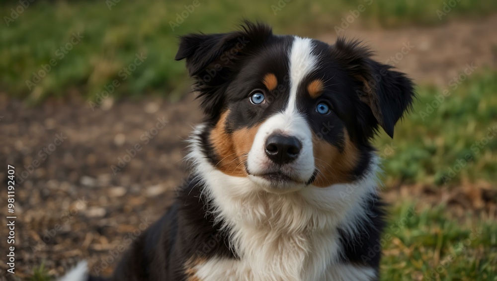 Border collie puppy, Australian shepherd. Border collie puppy, Australian shepherd.
