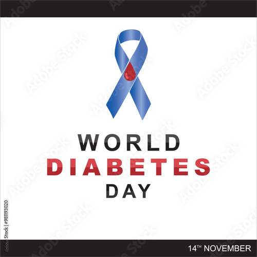 World Diabetes Day. Diabetes Day Creative Concept with ribbon and blood. suitable for news, journals, flayers, world diabetes day banners