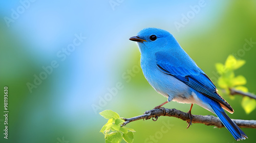 Vibrant Azure Bluebird in Tranquil Surroundings: A Study of Natural Beauty and Grace