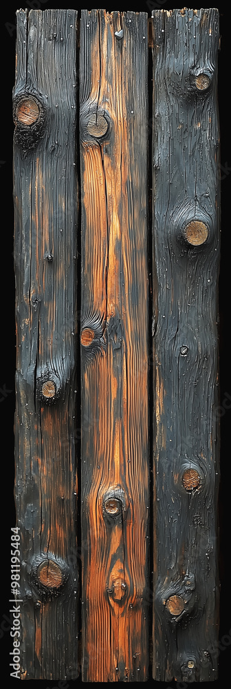 Fototapeta premium Weathered wooden planks with rustic texture and dark knots 