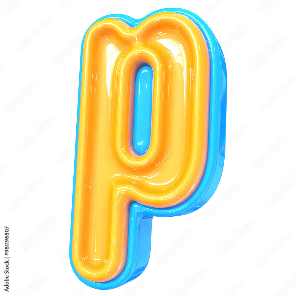 Blue With Yellow Font p 3D Rendering Blue With Yellow Font p 3D Rendering