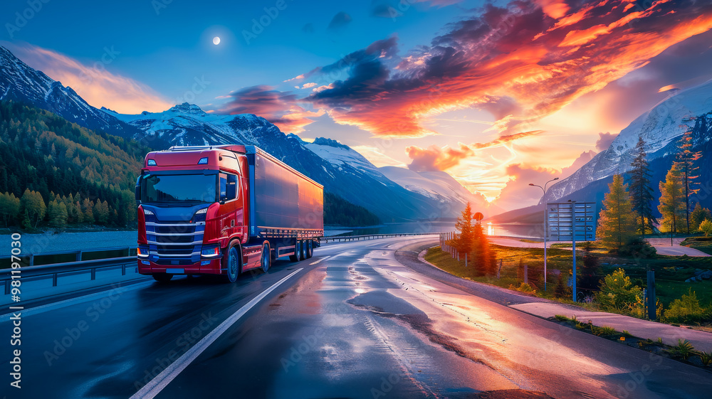 Truck Speeding Away on Highway Truck Speeding Away on Highway