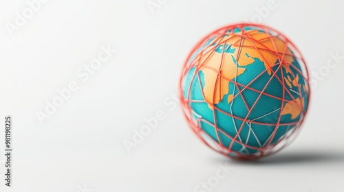 A colorful globe with a network design representing connectivity and global communication. photo