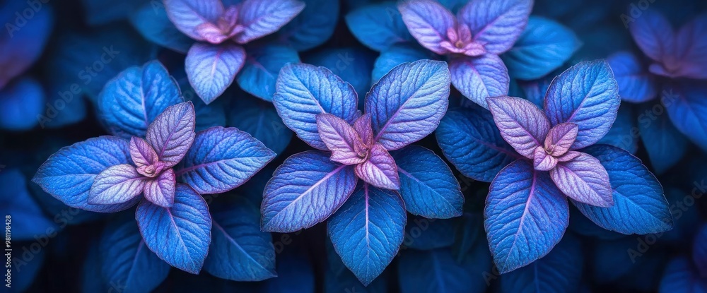 Blue and Purple Leaves, Abstract Nature Background Blue and Purple Leaves, Abstract Nature Background