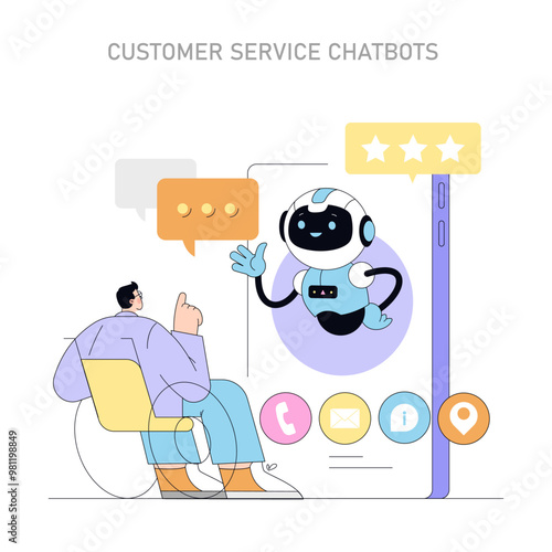 Artificial intelligence in business. Flat Vector Illustration